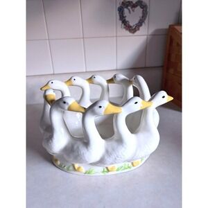 Vintage Holland Mold Gaggle of Geese Ceramic Centerpiece Planter Bowl